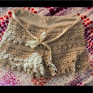 Beige and Black crocheted shorts!